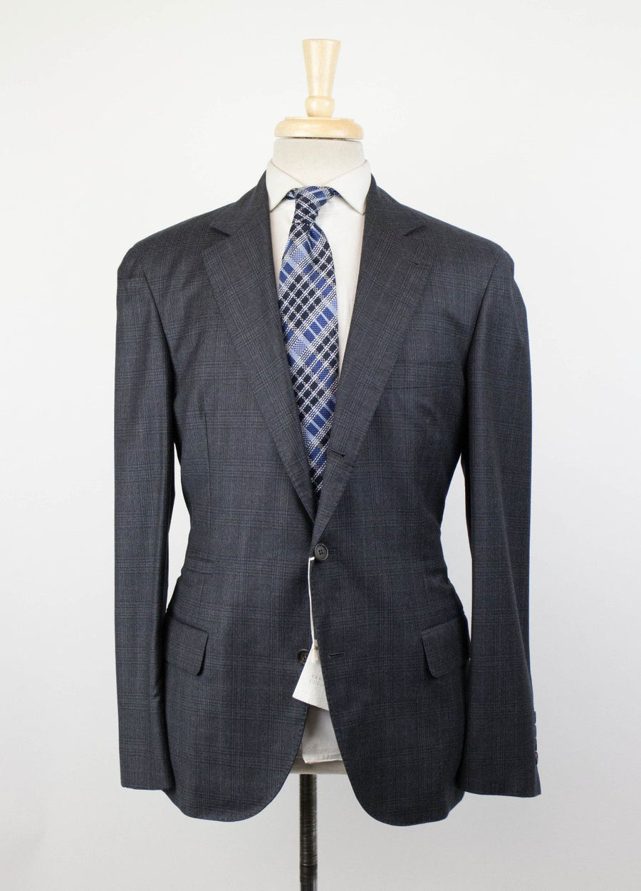 Wool Glen Plaid 3/2 Button Sport Coat - Gray