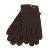 Brown Calfskin Leather With Buckle Gloves