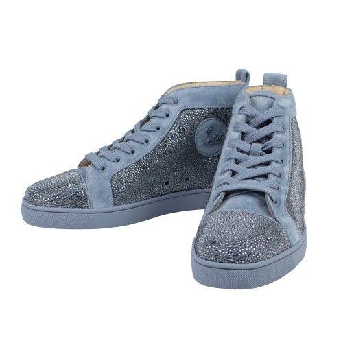 Men's Louis Orlato Strass Suede Leather Hi-Top Sneakers - Light Blue