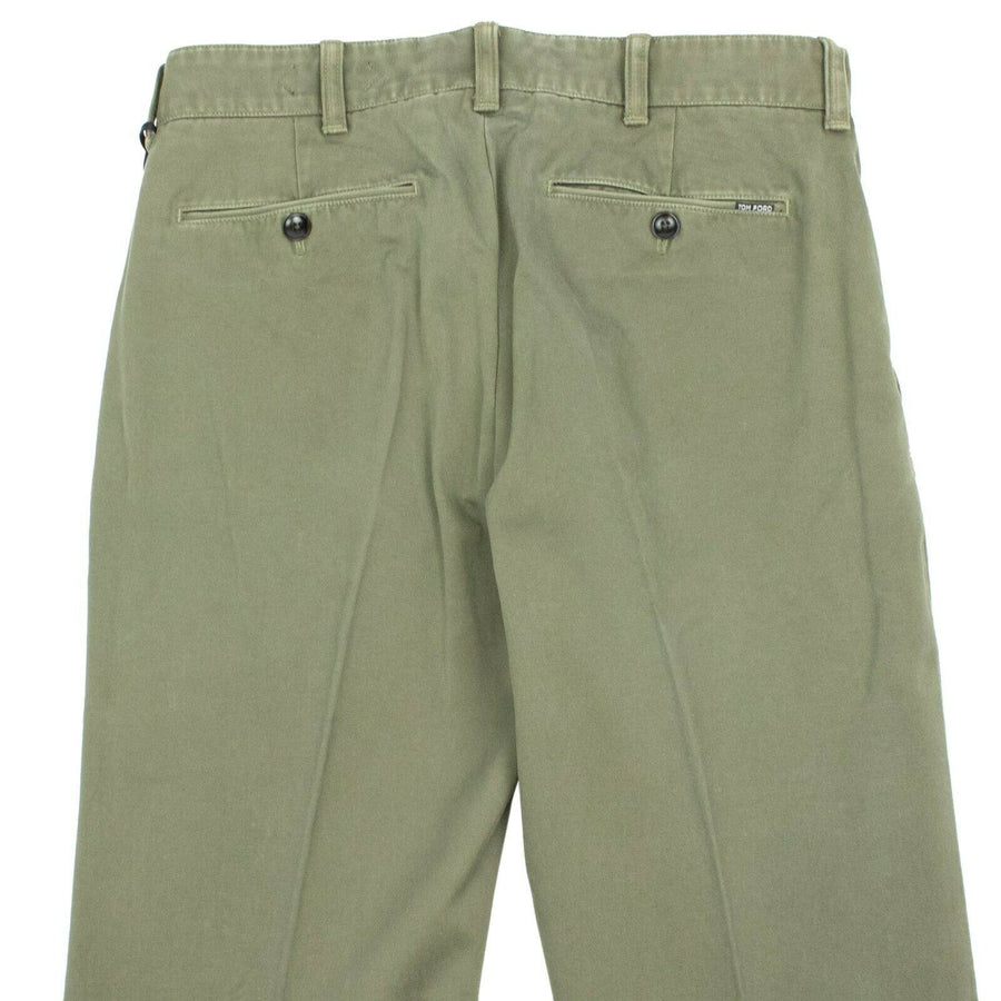 Cotton Button Fly Pants - Green