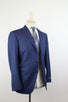 Drop 4 Striped Wool 3 Roll 2 Button Suit - Blue