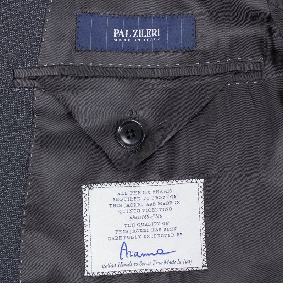 Drop 6 Micro Checked Wool Two Button Suit - Black