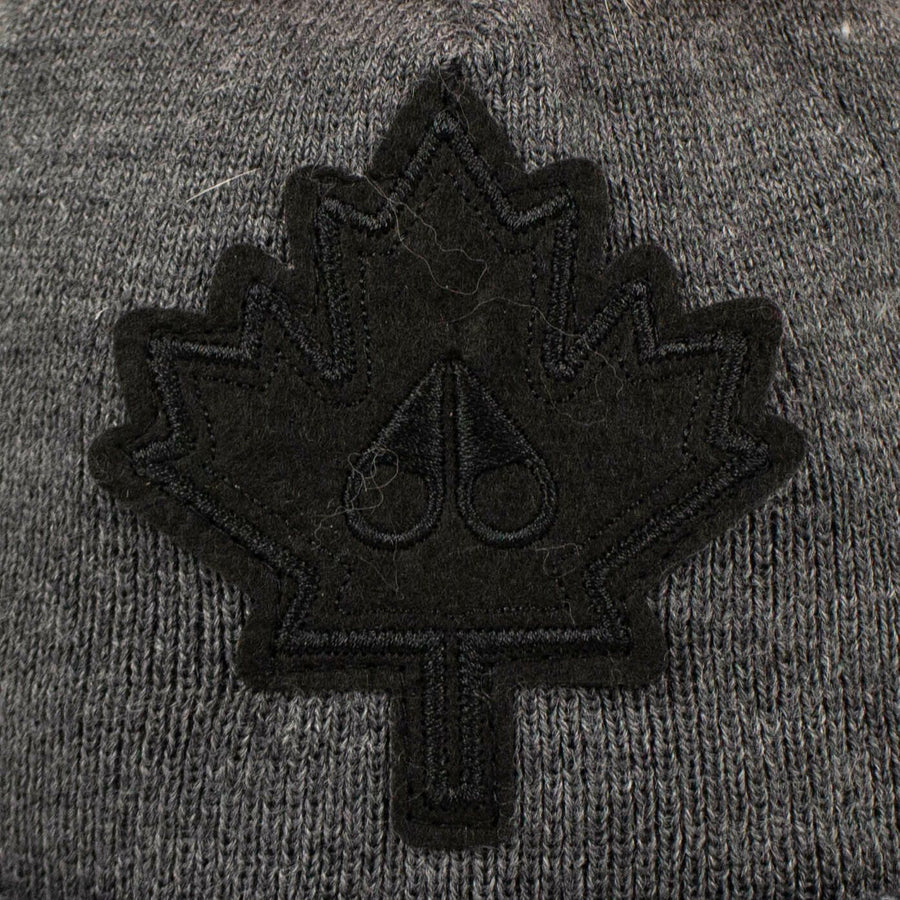 Kids Fur Pom Pom Maple-leaf Hat - Gray/ Pink