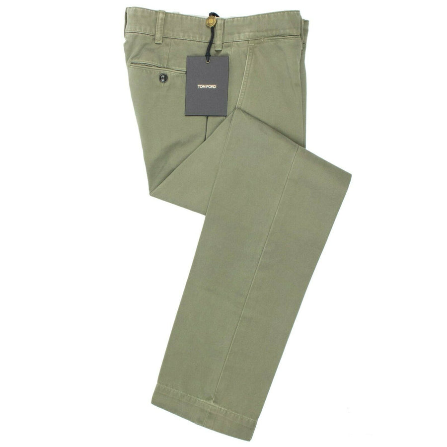 Cotton Button Fly Pants - Green