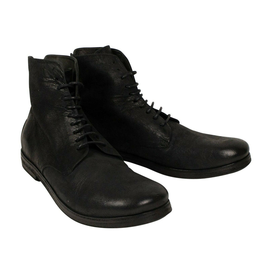 Listello Lace Up Leather Boots - Black