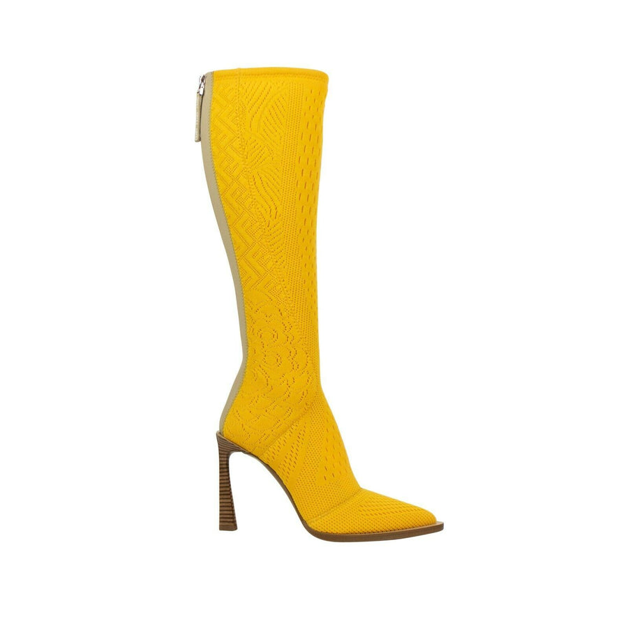 Jacquard Pointed Knee Boots Heels - Fendi