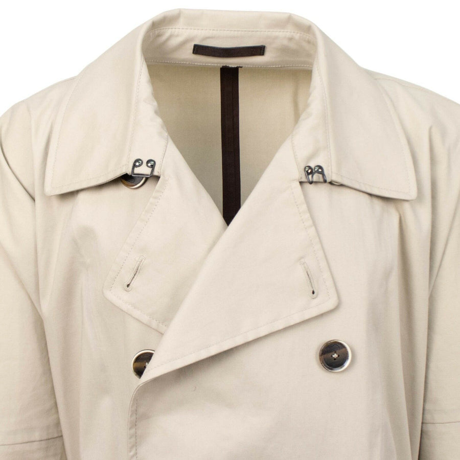 Cotton Double Breasted Trench Coat - Beige