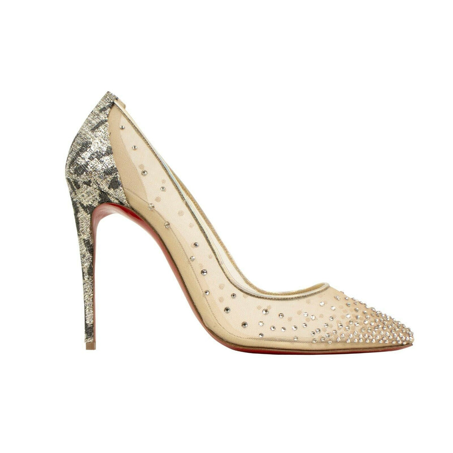 Follies Strass 100mm Mesh Pumps - Metallic Leopard Print