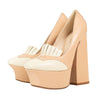 Leather Oxford Platform Pumps - Pale Pink