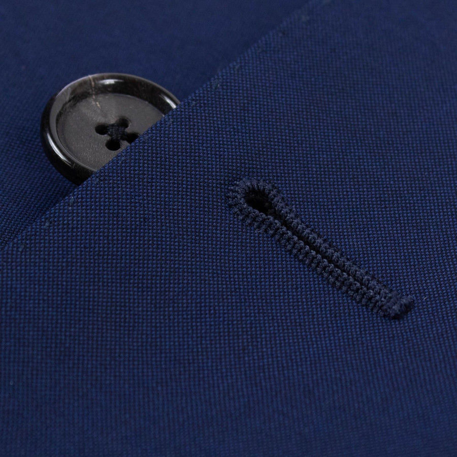 Drop 7 Solid Wool Blend Three Roll Two Button Suit - Navy