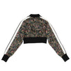 Stripe Floral Print Crop Track Jacket - Multi