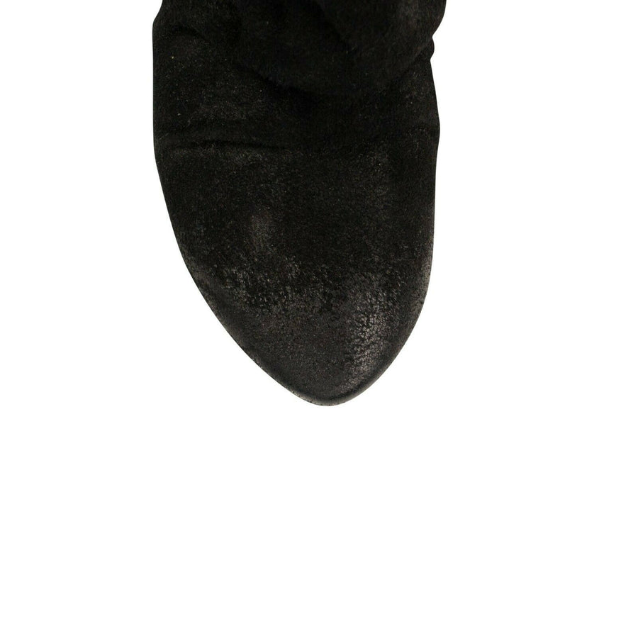 Livellina Slouchy Deer Leather Ankle Boots - Black