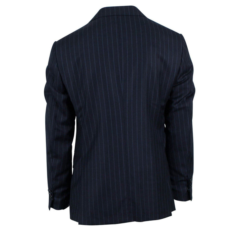 Drop 7 Striped Wool Blend Two Button Suit - Navy