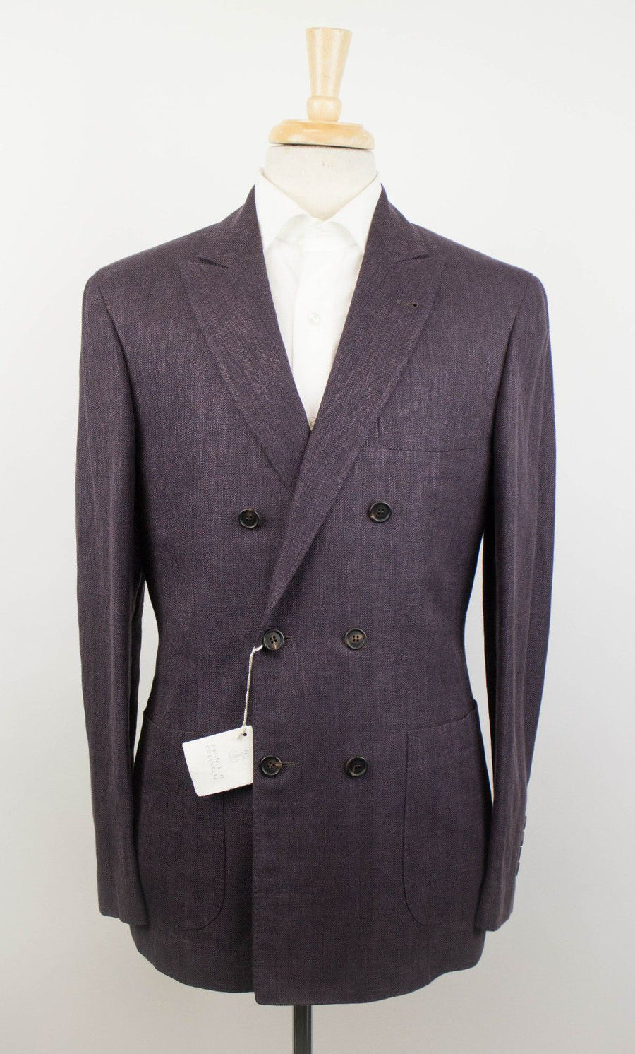 Wool Blend Double Breasted Sport Coat - Purple