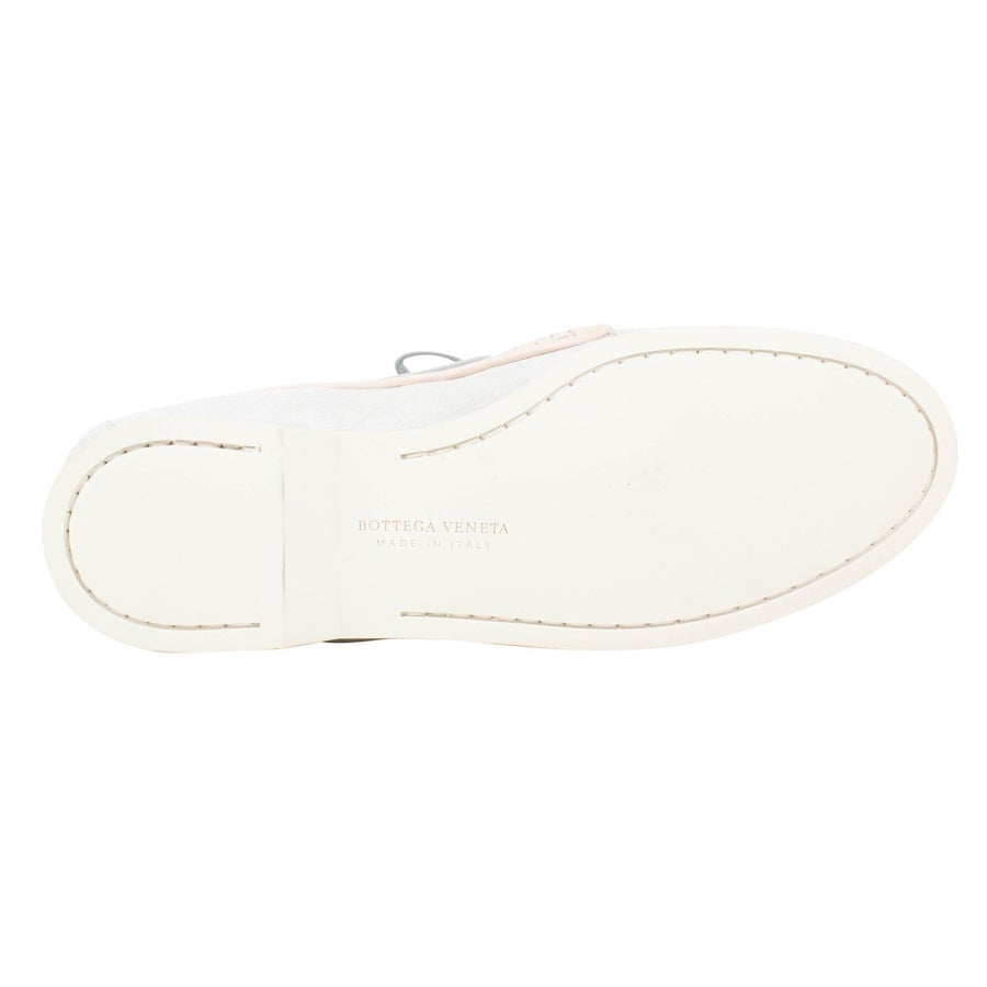 Suede Intrecciato Trim Boat Shoes - Pale Mist