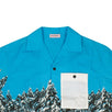 Short Sleeve Pines Hawaii Print Shirt - Blue