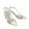 PVC & Satin Nosy Strass 85 Pumps - White