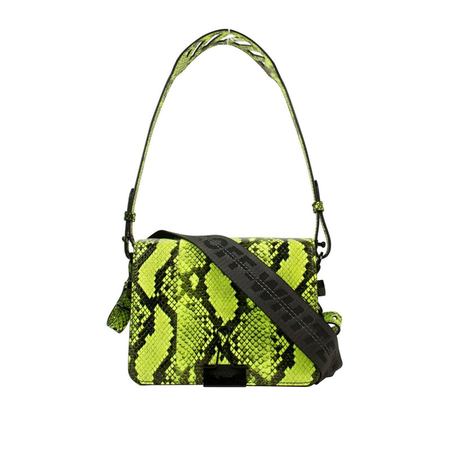 Snakeskin 'Binder Clip' Cross-Body Bag - Green