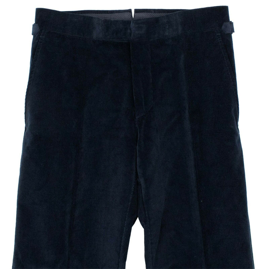 Cotton Blend Corduroy Pants - Navy Blue