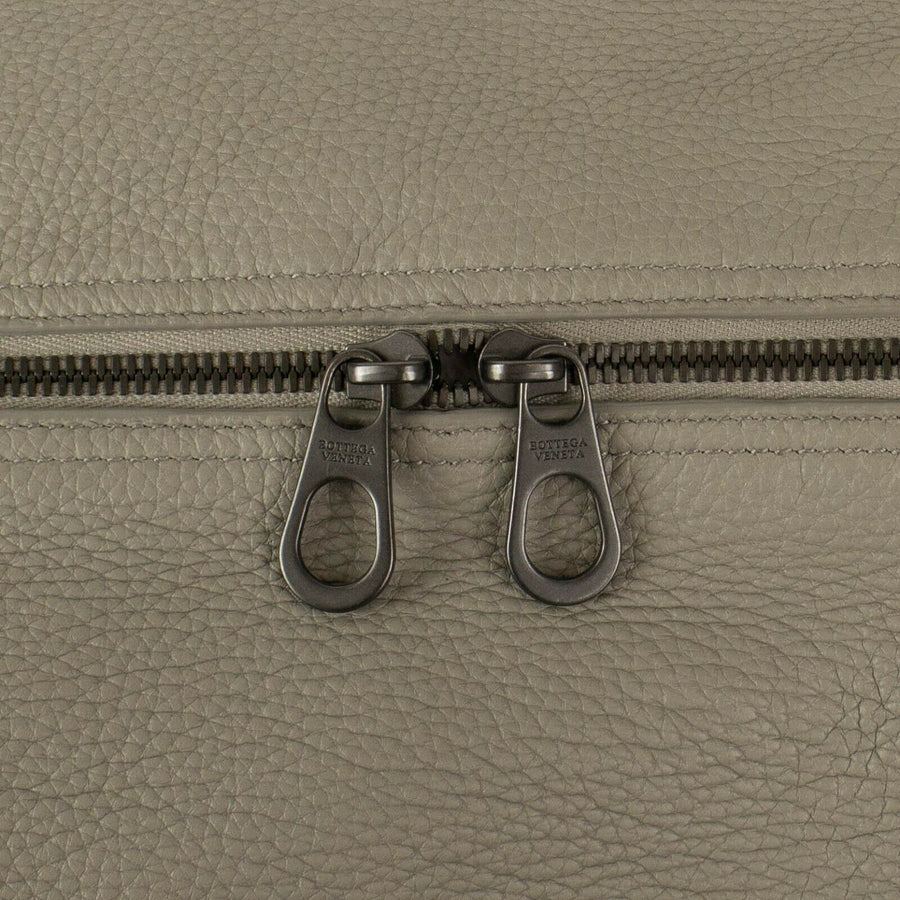 Leather Duffle Bag - Light Gray
