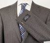 Striped Wool 2 Button Suit - Brown