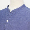 Cotton Mandarin Collar Button Down Casual Shirt - Blue