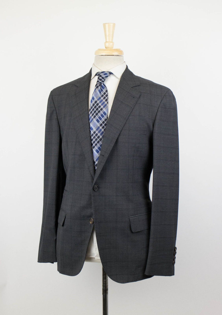 Glen Plaid Wool 3/2 Button Sport Coat - Gray