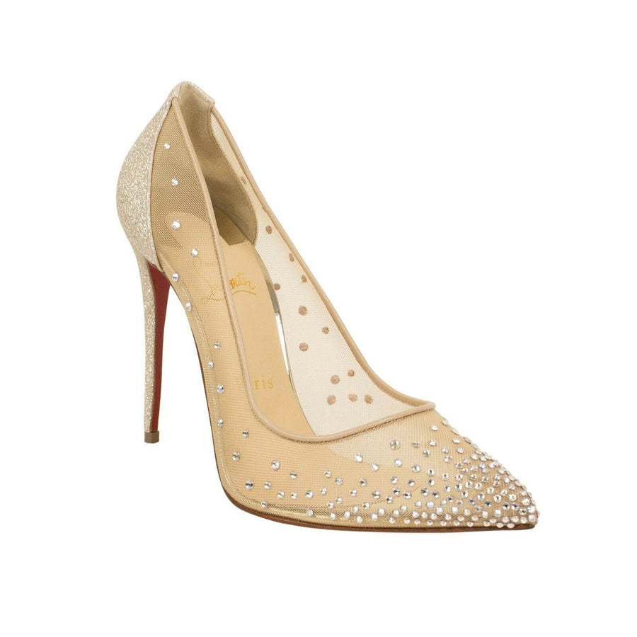 Follies Strass' Mesh 100mm Pumps - Gold Glitter