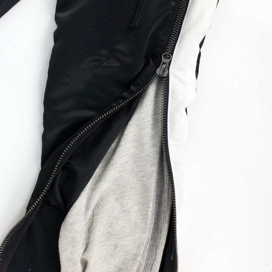 Satin W/ Drawstrings Fleece Zipper Lounge Pants - Black