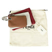 Leather Multi-Colored Triplette Pouch Clutch - Red / White / Tan