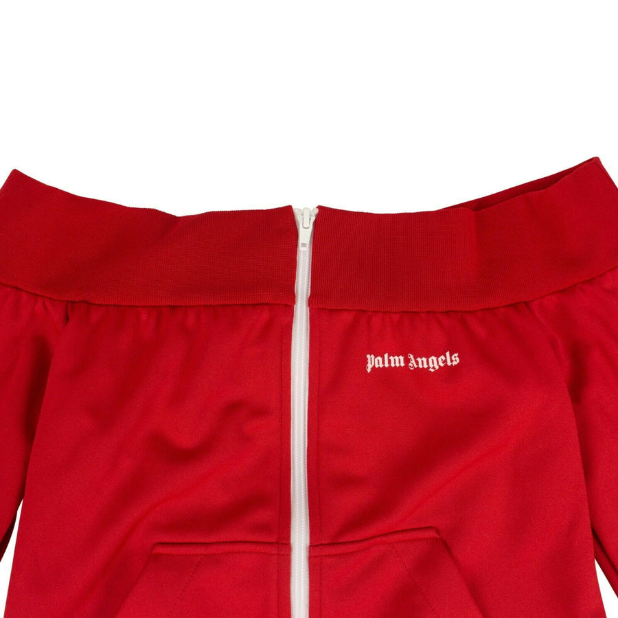 Off-The-Shoulder Zip-Up Track Jacket - Red