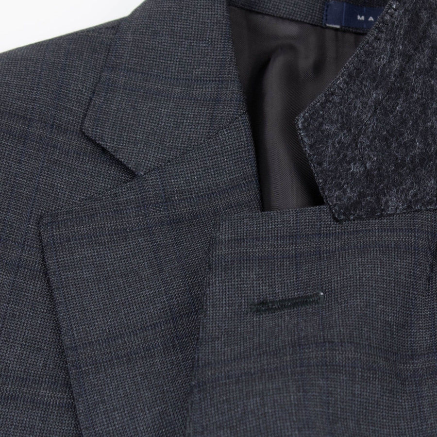 Drop 8 Checked Wool Two Button Suit - Gray
