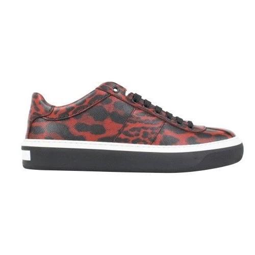 Portman Leather Lace-Up Low-Top Sneakers - Red / Black