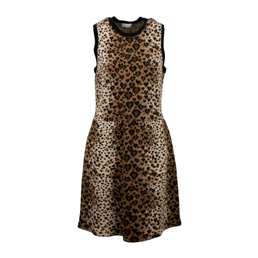 Fit And Flare Leopard Print Sleeveless Dress - Brown