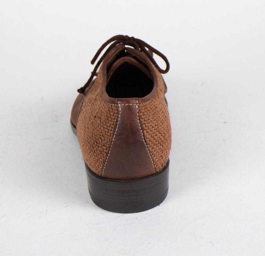 Wool & Leather Tweed Fringe Oxfords - Brown