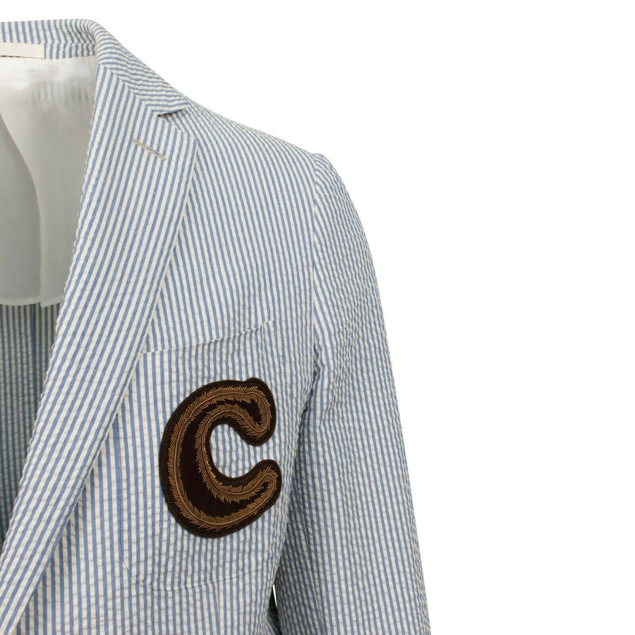 Drop 8 Striped Two Button Cotton Sport Coat - Light Blue
