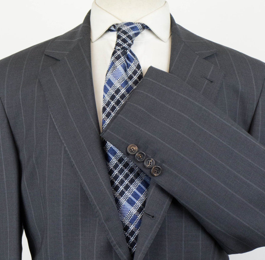 Striped Wool 3/2 Button Sport Coat - Gray