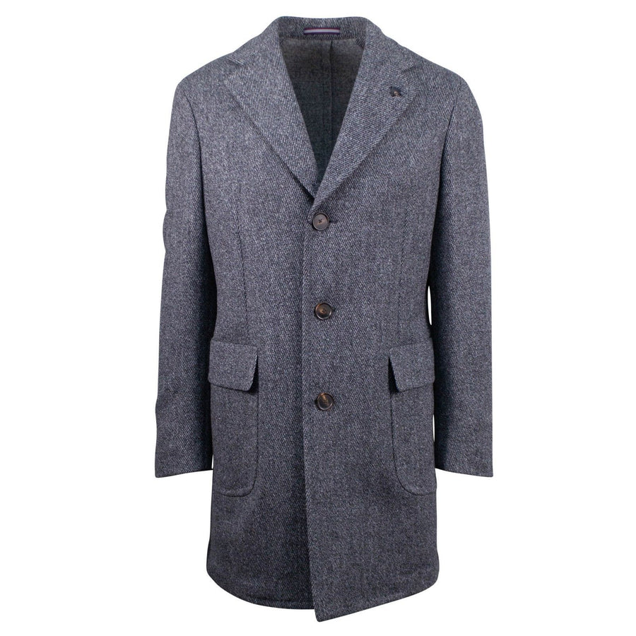 Gray Tweed Wool Slim Fit Coat