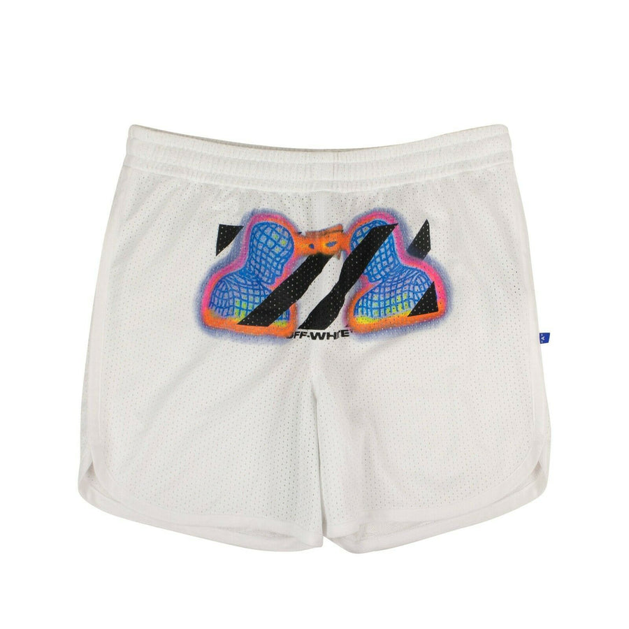 Mesh Thermo Graphic Shorts Pants - White