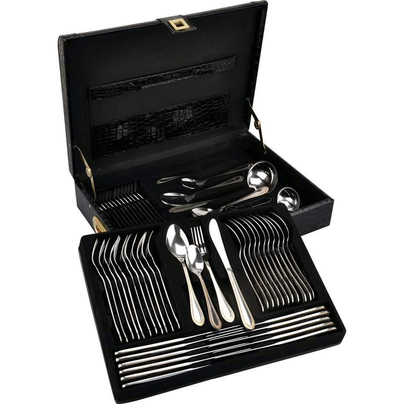 Sterlingcraft¬Æ High-Quality, Heavy-Gauge Stainless Steel 72pc Flatware Set with 24K Gold Trim