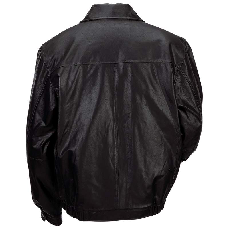 Gianni Collani Mens Solid Genuine Leather Bomber-Style Jacket