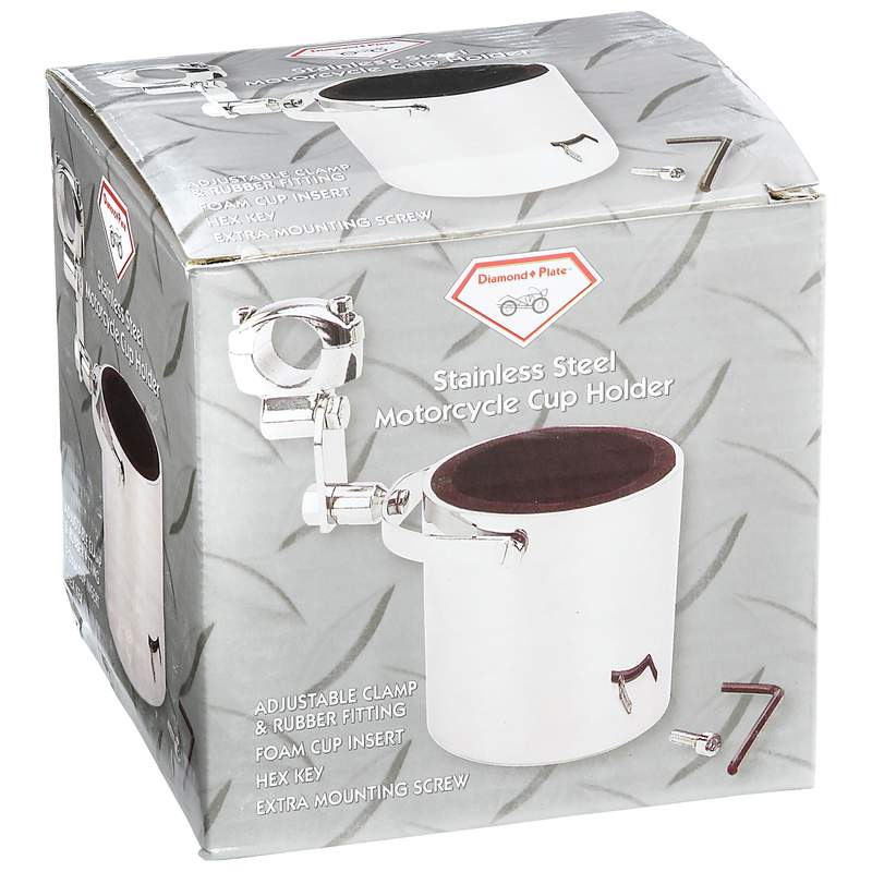 Diamond Plate Stainless Steel Motorcycle Cup Holder