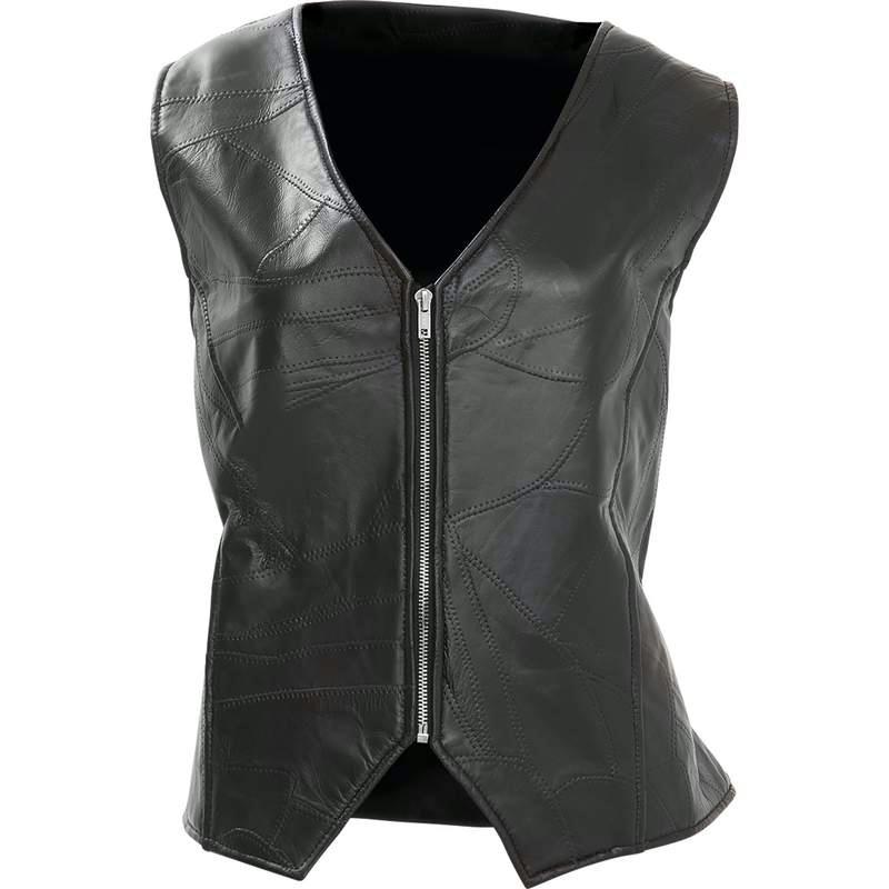 Diamond Plate Ladies' Rock Design Genuine Leather Angel Wing Vest