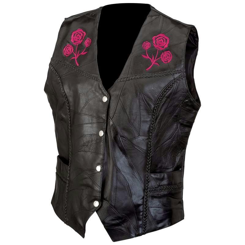 Live-Ride-Rock¬Æ Ladies' Rock Design Genuine Buffalo Leather Vest