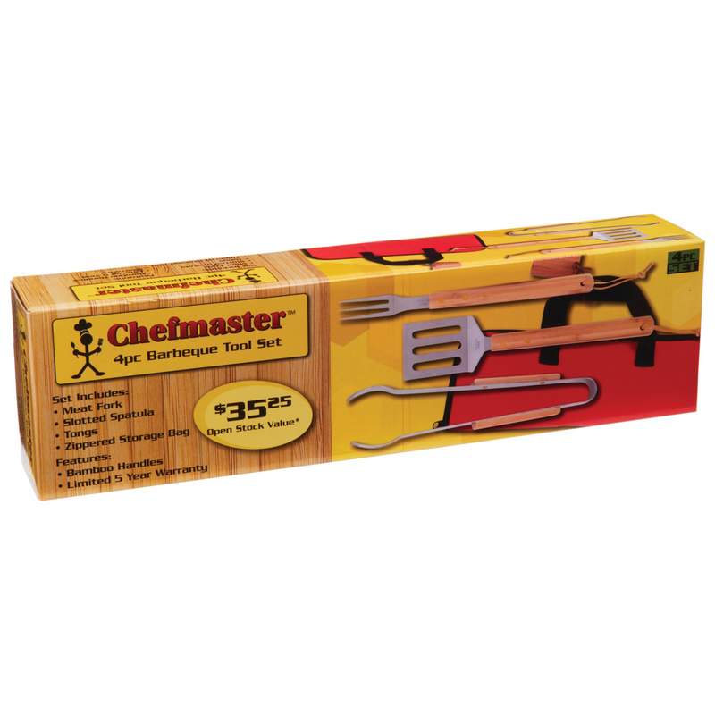 Chefmaster 4pc Stainless Steel Barbeque Tool Set