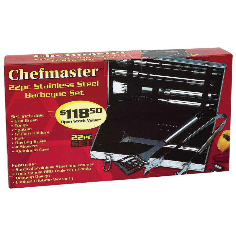 Chefmaster 22pc Stainless Steel Barbeque Tool Set
