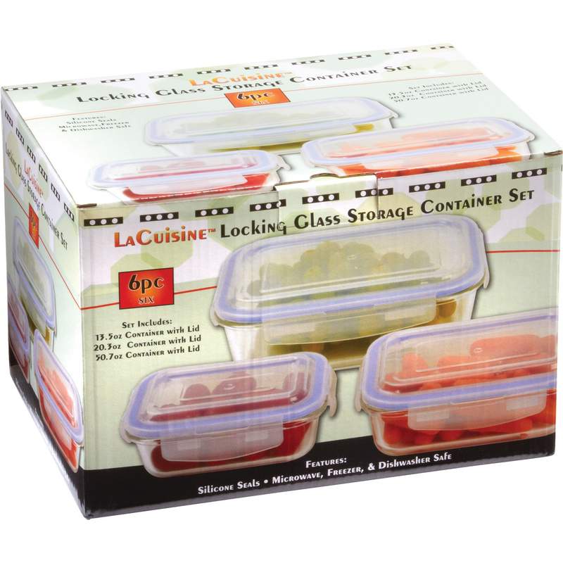 LaCuisine 6pc Locking, Glass Storage Container Set