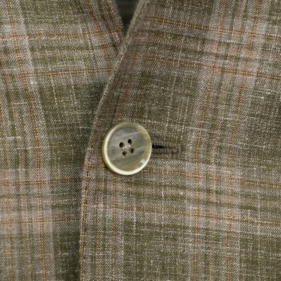 Drop 8 Plaid Wool Blend 3 Roll 2 Button Sport Coat - Beige