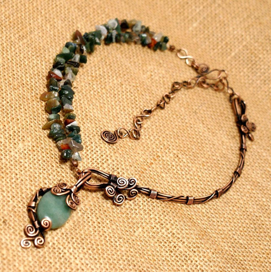 Handmade Aventurine Necklace Wire Wrapped