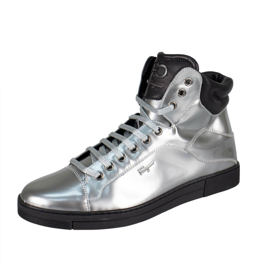 Stephen 2 Metallic Leather High-Top Sneakers - Silver